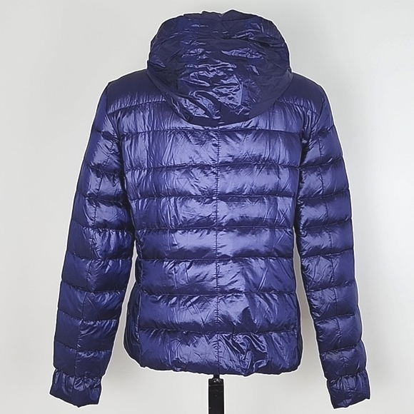 Zara Woman Down Puffer Jacket Electric Purple Roll Up Hood Size Large - Picture 3 of 16